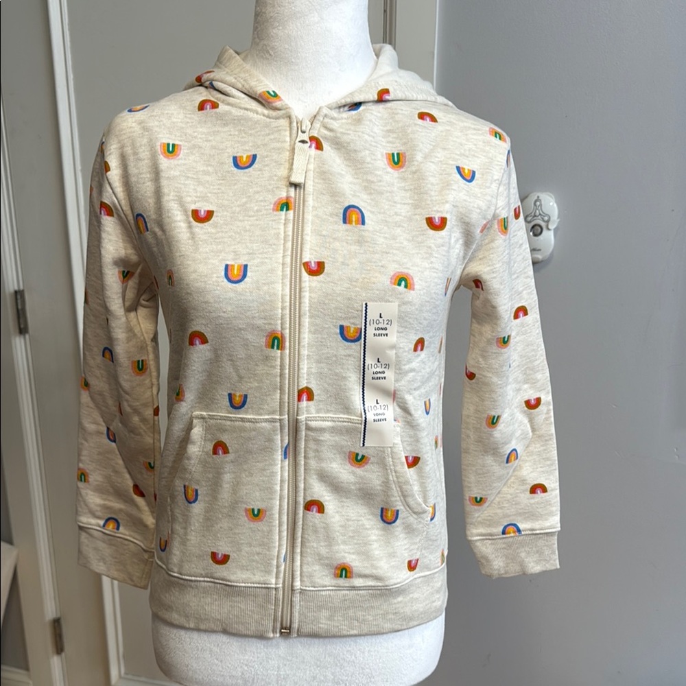 a new day Cream Heart Pattern Hoodie Sweatshirt